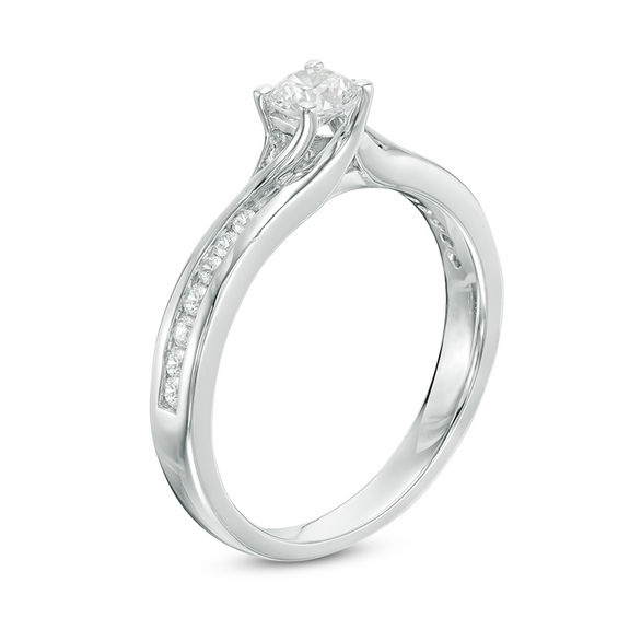 0.50 CT. T.W. Diamond Bypass Engagement Ring in 14K White Gold ...