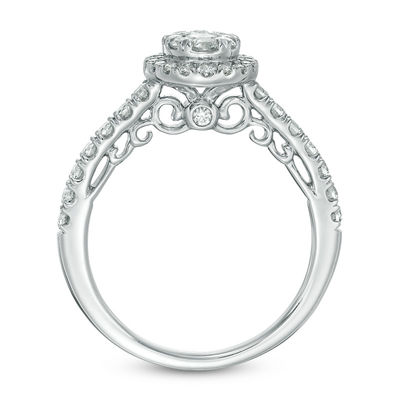 0.75 CT. T.W. Composite Diamond Oval Frame Engagement Ring in 14K White Gold