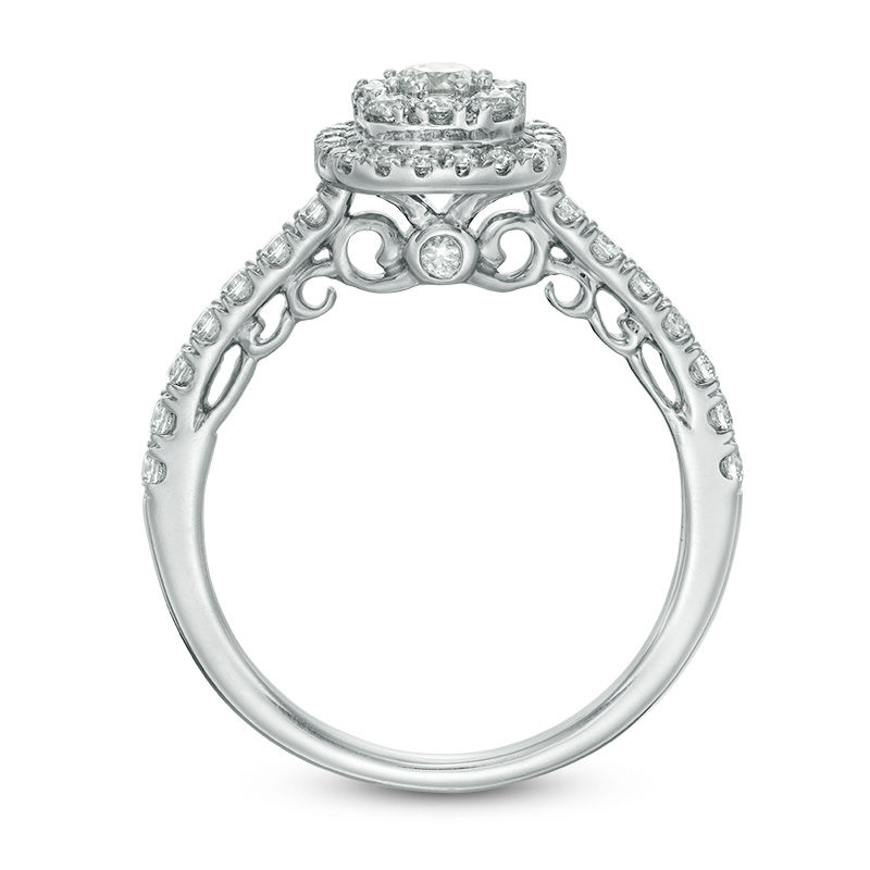 0.75 CT. T.W. Composite Diamond Cushion Frame Engagement Ring in 14K White Gold