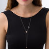 Diamond Accent Heart and Heartbeat Lariat Necklace in Sterling Silver and 10K Rose Gold - 26"