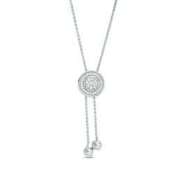 0.115 CT. T.W. Diamond Frame Lariat Necklace in Sterling Silver - 26&quot;