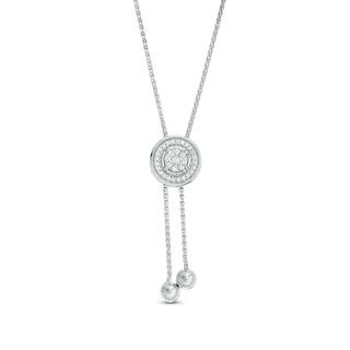 0.115 CT. T.W. Diamond Frame Lariat Necklace in Sterling Silver - 26"