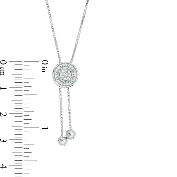 0.115 CT. T.W. Diamond Frame Lariat Necklace in Sterling Silver - 26"