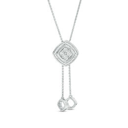 0.085 CT. T.W. Quad Diamond Tilted Frame Lariat Necklace in Sterling Silver - 26&quot;