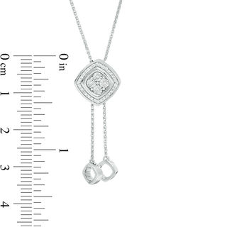 0.085 CT. T.W. Quad Diamond Tilted Frame Lariat Necklace in Sterling Silver - 26"