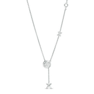 CT. T.W. Diamond "XO" Station Lariat Necklace in Sterling Silver