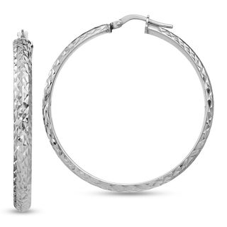 40.5mm Textured Hoop Earrings in Sterling Silver