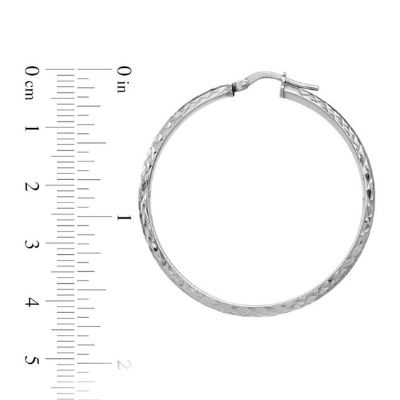 40.5mm Textured Hoop Earrings in Sterling Silver