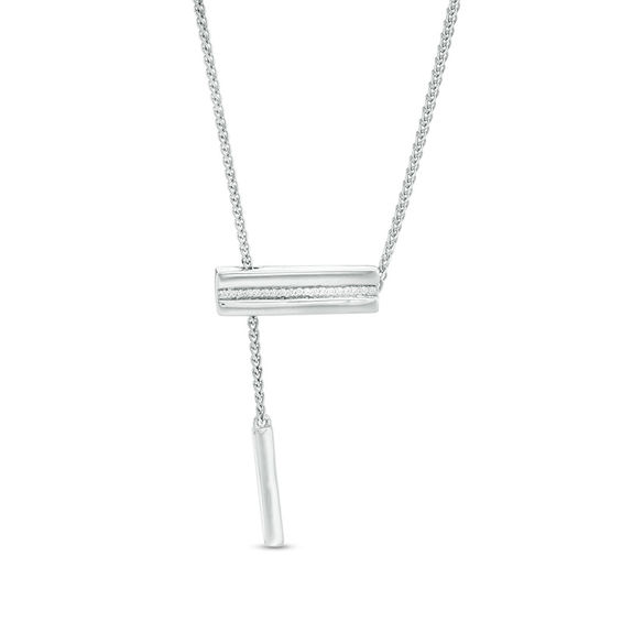 0.04 CT. T.W. Diamond Bar Lariat Necklace in Sterling Silver - 26"