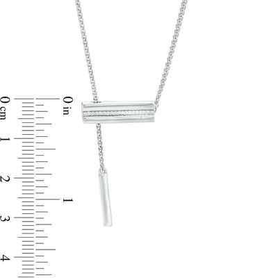 0.04 CT. T.W. Diamond Bar Lariat Necklace in Sterling Silver - 26"