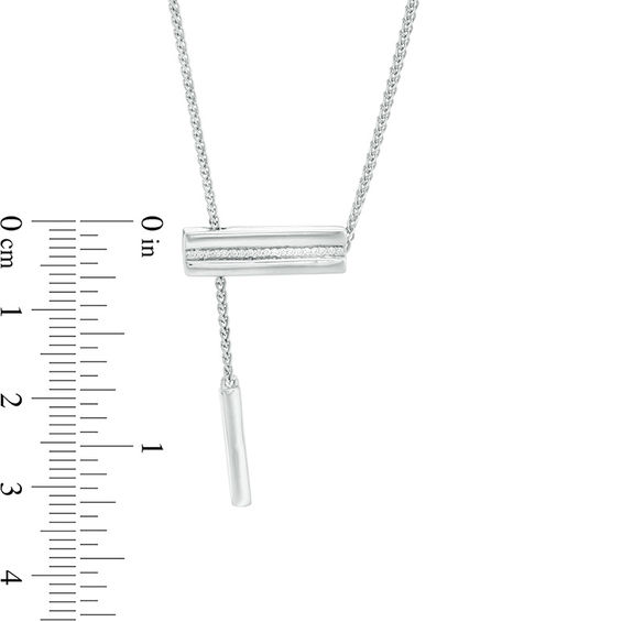 0.04 CT. T.W. Diamond Bar Lariat Necklace in Sterling Silver - 26"