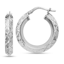22.5 x 24.0mm Diamond-Cut Hoop Earrings in Sterling Silver