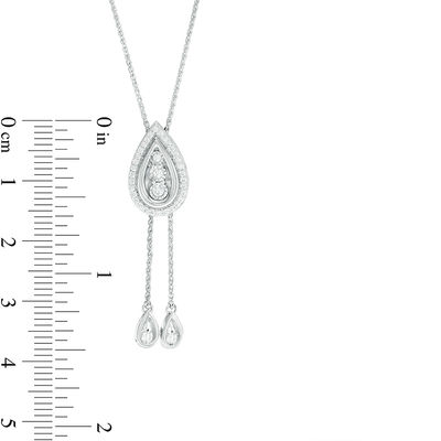 0.23 CT. T.W. Diamond Teardrop Frame Lariat Necklace in Sterling Silver - 26"