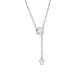 0.29 CT. T.W. Diamond Lariat Necklace in Sterling Silver - 26&quot;