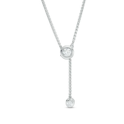 0.29 CT. T.W. Diamond Lariat Necklace in Sterling Silver - 26"