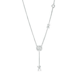 0.04 CT. T.W. Diamond &quot;XO&quot; Station Lariat Necklace in Sterling Silver - 26&quot;