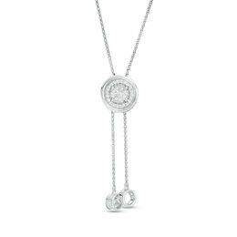 0.115 CT. T.W. Diamond Circle Lariat Necklace in Sterling Silver - 26&quot;