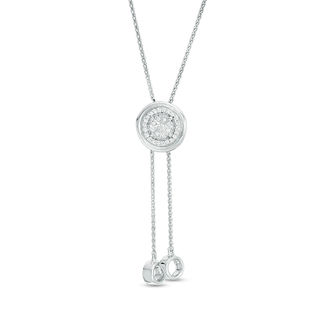 0.115 CT. T.W. Diamond Circle Lariat Necklace in Sterling Silver - 26"