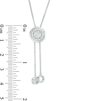 0.115 CT. T.W. Diamond Circle Lariat Necklace in Sterling Silver - 26"