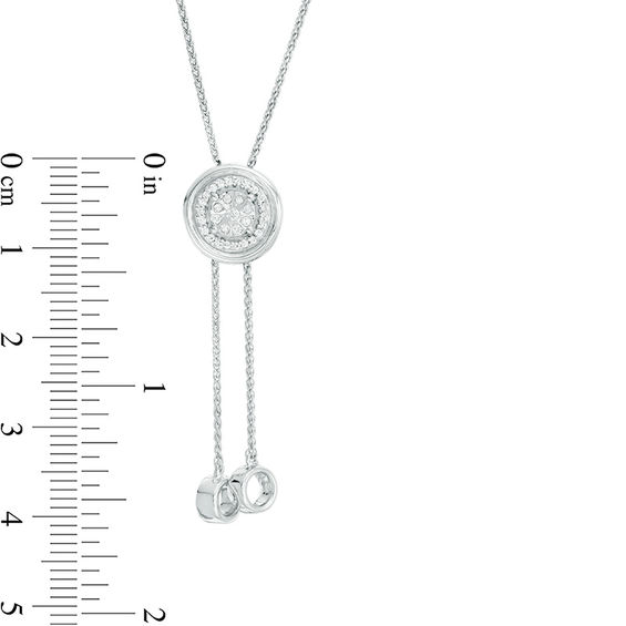 0.115 CT. T.W. Diamond Circle Lariat Necklace in Sterling Silver - 26"