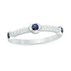 Thumbnail Image 0 of Bezel-Set Lab-Created Blue and White Sapphire Three Stone Station Ring in Sterling Silver