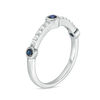 Thumbnail Image 1 of Bezel-Set Lab-Created Blue and White Sapphire Three Stone Station Ring in Sterling Silver