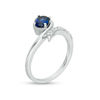 Oval Lab-Created Blue and White Sapphire Bypass Loop Ring in Sterling Silver