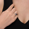 Oval Lab-Created Blue and White Sapphire Bypass Loop Ring in Sterling Silver