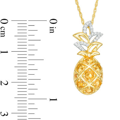 Citrine and 0.067 CT. T.W. Diamond Pineapple Pendant in Sterling Silver with 14K Gold Plate