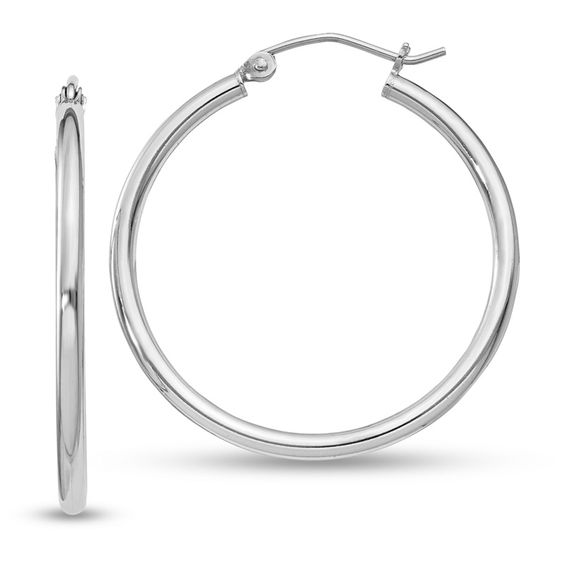 2.0 x 30.0mm Polished Hoop Earrings in Sterling Silver