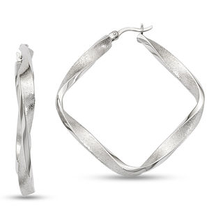 45.0mm Diamond-Cut Twist Square Hoop Earrings in Sterling Silver