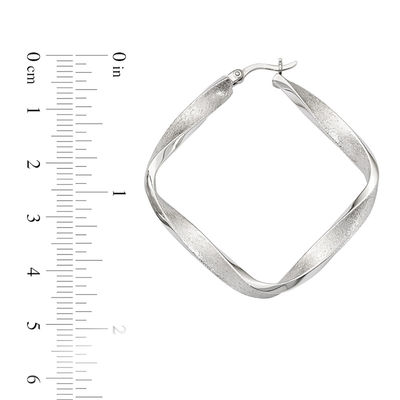 45.0mm Diamond-Cut Twist Square Hoop Earrings in Sterling Silver