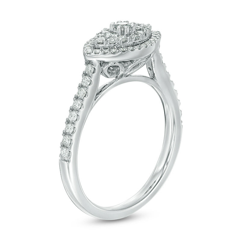 0.45 CT. T.W. Composite Diamond Marquise Frame Engagement Ring in 10K White Gold|Peoples Jewellers