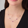 Lab-Created Ruby and 0.067 CT. T.W. Diamond Station Necklace in Sterling Silver