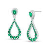 Thumbnail Image 0 of Pear-Shaped Lab-Created Emerald and White Sapphire Frame Teardrop Earrings in Sterling Silver