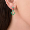 Thumbnail Image 1 of Pear-Shaped Lab-Created Emerald and White Sapphire Frame Teardrop Earrings in Sterling Silver