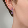 Bezel-Set Amethyst Linear Five Stone Drop Earrings in Sterling Silver