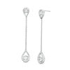 Bezel-Set Lab-Created White Sapphire Open Teardrop Frame Linear Drop Earrings in Sterling Silver