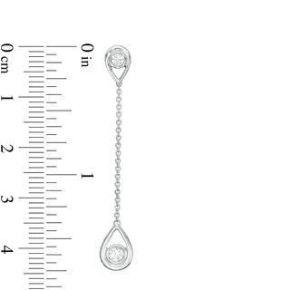 Bezel-Set Lab-Created White Sapphire Open Teardrop Frame Linear Drop Earrings in Sterling Silver