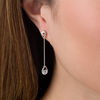 Thumbnail Image 2 of Bezel-Set Lab-Created White Sapphire Open Teardrop Frame Linear Drop Earrings in Sterling Silver