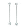 Bezel-Set Aquamarine Linear Drop Earrings in Sterling Silver