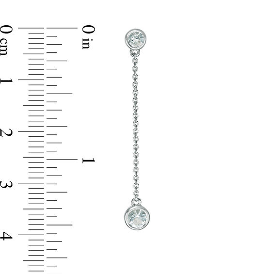 Bezel-Set Aquamarine Linear Drop Earrings in Sterling Silver