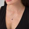 Pear-Shaped Amethyst and Diamond Accent Flame Drop Pendant in Sterling Silver