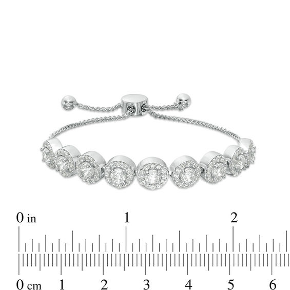 3.8mm Lab-Created White Sapphire Frame Bolo Bracelet in Sterling Silver - 9.5"