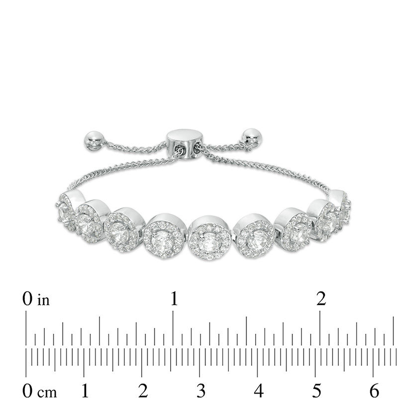 3.8mm Lab-Created White Sapphire Frame Bolo Bracelet in Sterling Silver - 9.5"|Peoples Jewellers