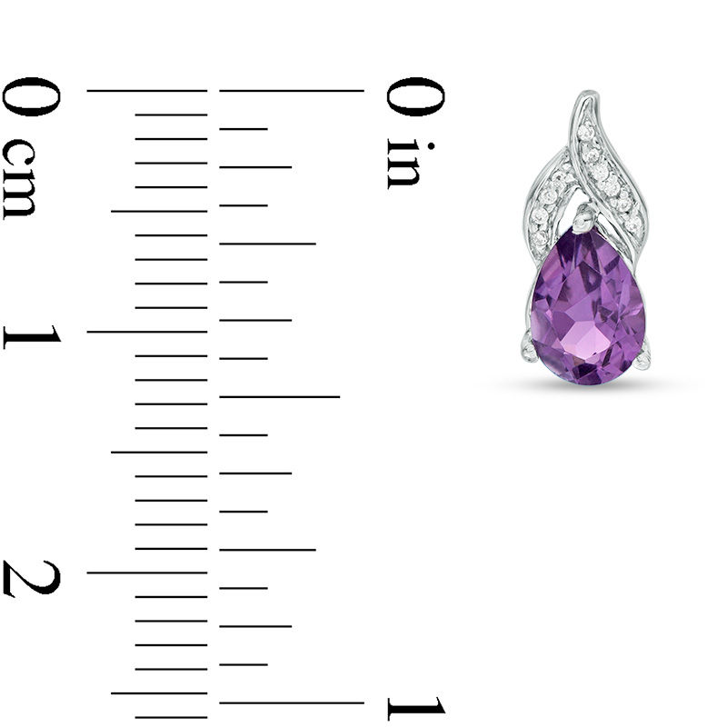 Pear-Shaped Amethyst and Diamond Accent Flame Drop Earrings in Sterling Silver|Peoples Jewellers