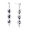 Thumbnail Image 0 of Marquise Amethyst and 0.086 CT. T.W. Diamond Cascading Frame Triple Drop Earrings in Sterling Silver