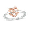 Thumbnail Image 0 of 0.065 CT. T.W. Diamond Infinity Knot Heart Ring in Sterling Silver and 10K Rose Gold