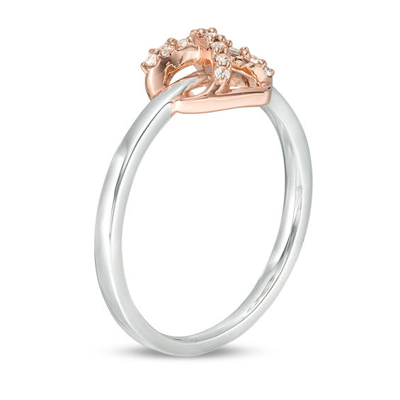 0.065 CT. T.W. Diamond Infinity Knot Heart Ring in Sterling Silver and 10K Rose Gold