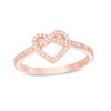 Thumbnail Image 0 of 0.145 CT. T.W. Diamond Love Knot Heart Ring in Sterling Silver with 14K Rose Gold Plate